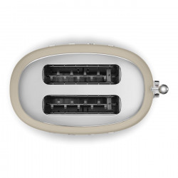 Prăjitor de pâine SMEG 50's Style TSF01MLMEU, 950 W, 2 felii, 6 niveluri, Tava pentru firimituri, Cablu integrat, Oțel inoxidabil, Bej