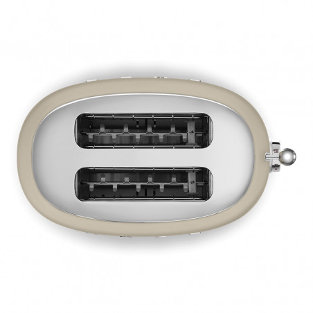Prăjitor de pâine SMEG 50's Style TSF01MLMEU, 950 W, 2 felii, 6 niveluri, Tava pentru firimituri, Cablu integrat, Oțel inoxidabil, Bej