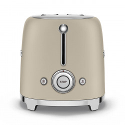 Prăjitor de pâine SMEG 50's Style TSF01MLMEU, 950 W, 2 felii, 6 niveluri, Tava pentru firimituri, Cablu integrat, Oțel inoxidabil, Bej