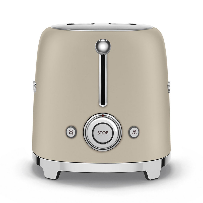 Prăjitor de pâine SMEG 50's Style TSF01MLMEU, 950 W, 2 felii, 6 niveluri, Tava pentru firimituri, Cablu integrat, Oțel inoxidabil, Bej