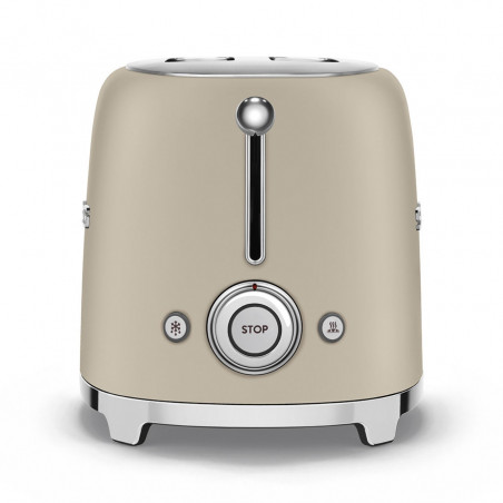 Prăjitor de pâine SMEG 50's Style TSF01MLMEU, 950 W, 2 felii, 6 niveluri, Tava pentru firimituri, Cablu integrat, Oțel inoxidabil, Bej