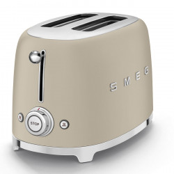 Prăjitor de pâine SMEG 50's Style TSF01MLMEU, 950 W, 2 felii, 6 niveluri, Tava pentru firimituri, Cablu integrat, Oțel inoxidabil, Bej