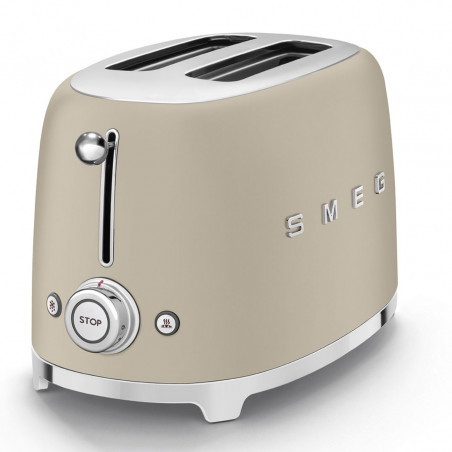 Prăjitor de pâine SMEG 50's Style TSF01MLMEU, 950 W, 2 felii, 6 niveluri, Tava pentru firimituri, Cablu integrat, Oțel inoxidabil, Bej