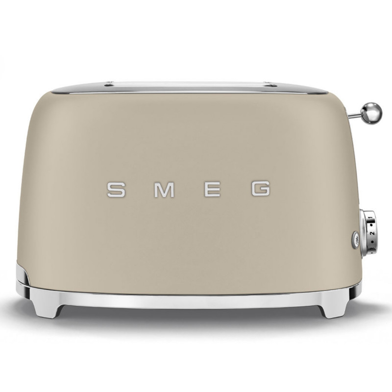 Prăjitor de pâine SMEG 50's Style TSF01MLMEU, 950 W, 2 felii, 6 niveluri, Tava pentru firimituri, Cablu integrat, Oțel inoxidabil, Bej