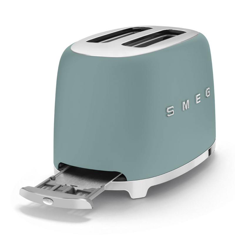 Prajitor de paine SMEG 50's Style TSF01EGMEU, 950 W, 2 felii, 6 trepte, Tava pentru firimituri, Cablu integrat, Otel inoxidabil, Verde smarald