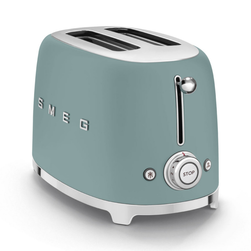 Prajitor de paine SMEG 50's Style TSF01EGMEU, 950 W, 2 felii, 6 trepte, Tava pentru firimituri, Cablu integrat, Otel inoxidabil, Verde smarald