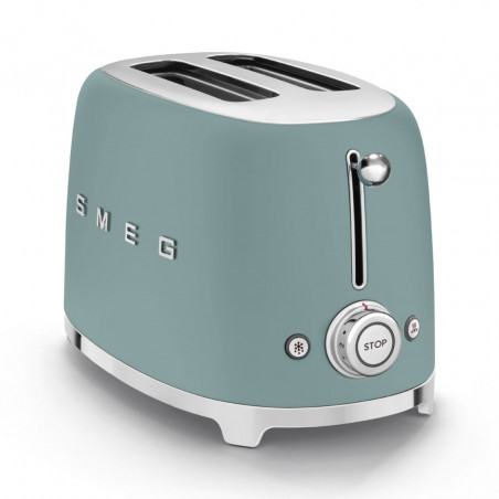 Prajitor de paine SMEG 50's Style TSF01EGMEU, 950 W, 2 felii, 6 trepte, Tava pentru firimituri, Cablu integrat, Otel inoxidabil, Verde smarald