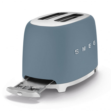Prăjitor de pâine SMEG 50's Style TSF01SBMEU, 950 W, 2 felii, 6 niveluri, Tava pentru firimituri, Cablu integrat, Oțel inoxidabil, Albastru furtunos