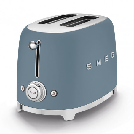 Prăjitor de pâine SMEG 50's Style TSF01SBMEU, 950 W, 2 felii, 6 niveluri, Tava pentru firimituri, Cablu integrat, Oțel inoxidabil, Albastru furtunos
