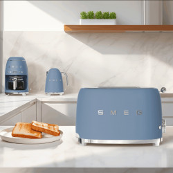 Prăjitor de pâine SMEG 50's Style TSF01SBMEU, 950 W, 2 felii, 6 niveluri, Tava pentru firimituri, Cablu integrat, Oțel inoxidabil, Albastru furtunos