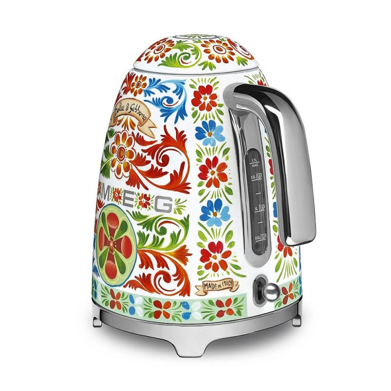 Ceainic electric SMEG Dolce & Gabbana KLF03DGEU, 2400 W, 1,7 l, bază rotativă la 360°, finisaj lucios, multicolor