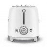 Prăjitor de pâine SMEG 50's Style TSF01WHMEU, 950 W, 2 felii, 6 niveluri, Tava pentru firimituri, Cablu integrat, Oțel inoxidabil, Alb mat
