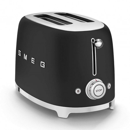Prаjitor de pаine SMEG 50's Style TSF01BLMEU, 950 W, 2 felii, 6 trepte, Tava pentru firimituri, Cablu integrat, Otel inoxidabil, Negru mat