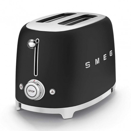 Prаjitor de pаine SMEG 50's Style TSF01BLMEU, 950 W, 2 felii, 6 trepte, Tava pentru firimituri, Cablu integrat, Otel inoxidabil, Negru mat