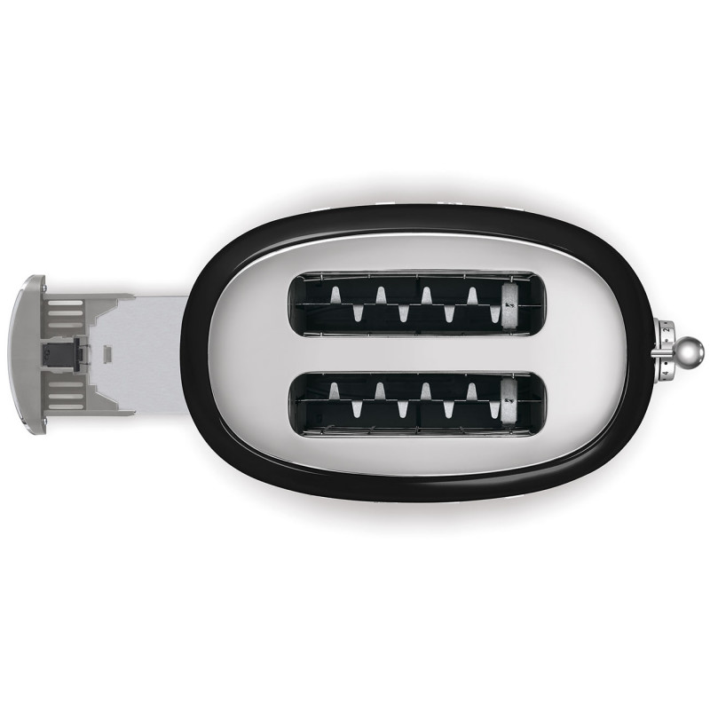 Prаjitor de pаine SMEG 50's Style TSF01BLMEU, 950 W, 2 felii, 6 trepte, Tava pentru firimituri, Cablu integrat, Otel inoxidabil, Negru mat
