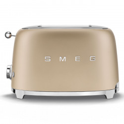 Prăjitor de pâine SMEG 50's Style TSF01CHMEU, 950 W, 2 felii, 6 niveluri, Tava pentru firimituri, Cablu integrat, Oțel inoxidabil, Culoare șampanie