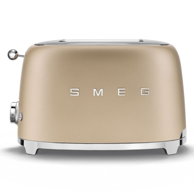 Prăjitor de pâine SMEG 50's Style TSF01CHMEU, 950 W, 2 felii, 6 niveluri, Tava pentru firimituri, Cablu integrat, Oțel inoxidabil, Culoare șampanie