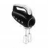 Mixer manual SMEG 50's Style HMF01BLEU, 250 W, 9 viteze, funcție Turbo, afișaj LED ascuns, cronometru, accesorii, negru