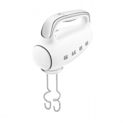 Mixer manual SMEG 50's Style HMF01WHEU, 250 W, 9 viteze, funcție Turbo, afișaj LED ascuns, cronometru, accesorii, alb