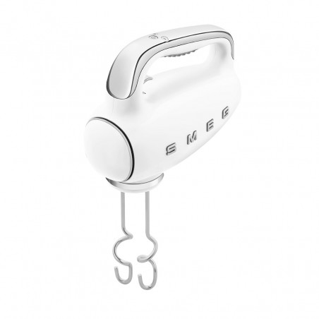 Mixer manual SMEG 50's Style HMF01WHEU, 250 W, 9 viteze, funcție Turbo, afișaj LED ascuns, cronometru, accesorii, alb