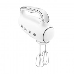 Mixer manual SMEG 50's Style HMF01WHEU, 250 W, 9 viteze, funcție Turbo, afișaj LED ascuns, cronometru, accesorii, alb