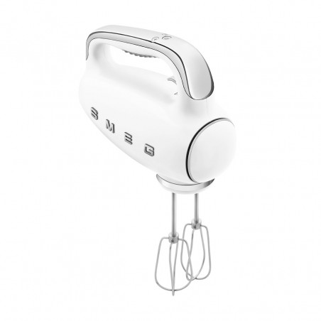 Mixer manual SMEG 50's Style HMF01WHEU, 250 W, 9 viteze, funcție Turbo, afișaj LED ascuns, cronometru, accesorii, alb