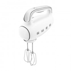 Mixer manual SMEG 50's Style HMF01WHEU, 250 W, 9 viteze, funcție Turbo, afișaj LED ascuns, cronometru, accesorii, alb