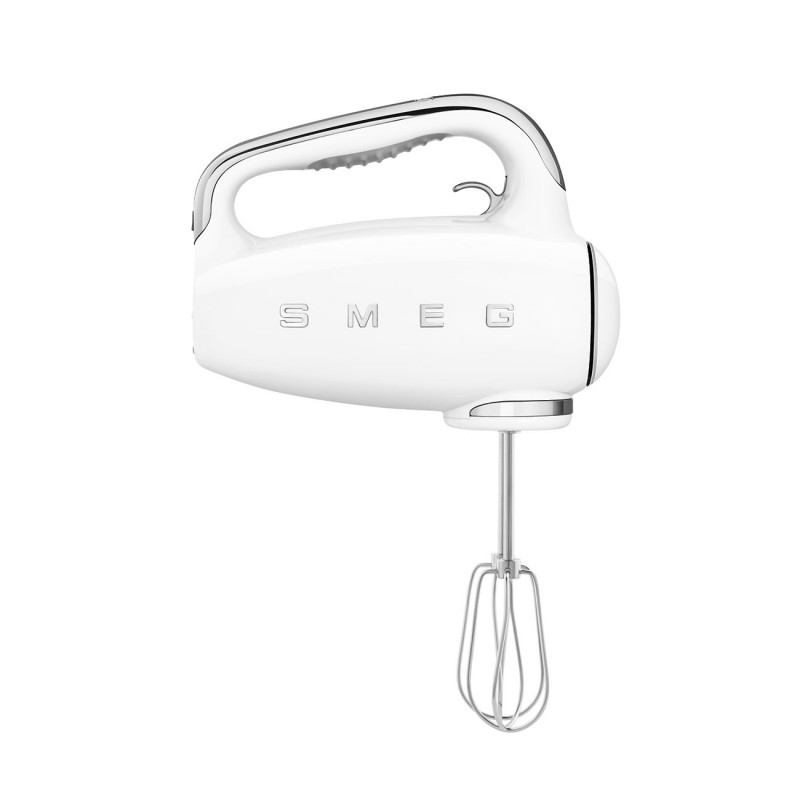 Mixer manual SMEG 50's Style HMF01WHEU, 250 W, 9 viteze, funcție Turbo, afișaj LED ascuns, cronometru, accesorii, alb