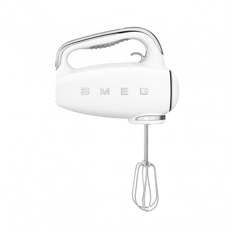 Mixer manual SMEG 50's Style HMF01WHEU, 250 W, 9 viteze, funcție Turbo, afișaj LED ascuns, cronometru, accesorii, alb