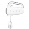 Mixer manual SMEG 50's Style HMF01WHEU, 250 W, 9 viteze, funcție Turbo, afișaj LED ascuns, cronometru, accesorii, alb