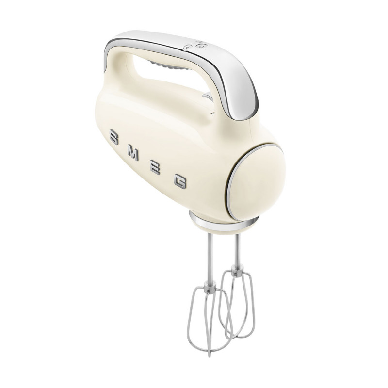 Mixer manual SMEG 50's Style HMF01CREU, 250 W, 9 viteze, funcție Turbo, afișaj LED ascuns, cronometru, accesorii, culoare crem