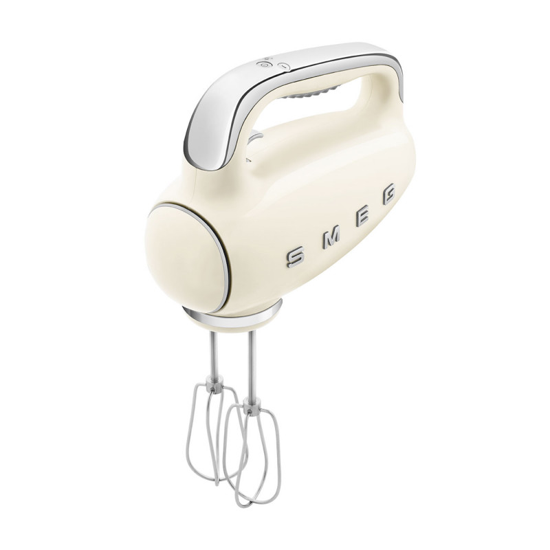 Mixer manual SMEG 50's Style HMF01CREU, 250 W, 9 viteze, funcție Turbo, afișaj LED ascuns, cronometru, accesorii, culoare crem
