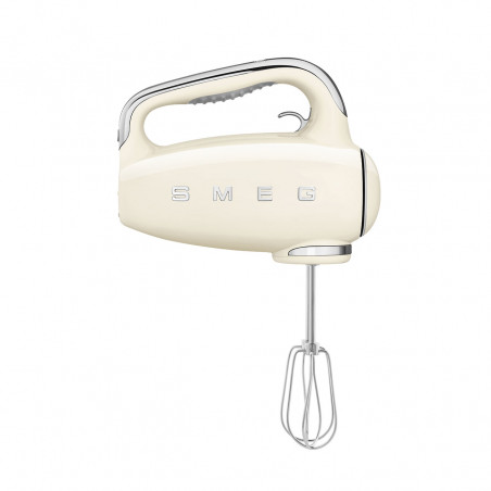 Mixer manual SMEG 50's Style HMF01CREU, 250 W, 9 viteze, funcție Turbo, afișaj LED ascuns, cronometru, accesorii, culoare crem