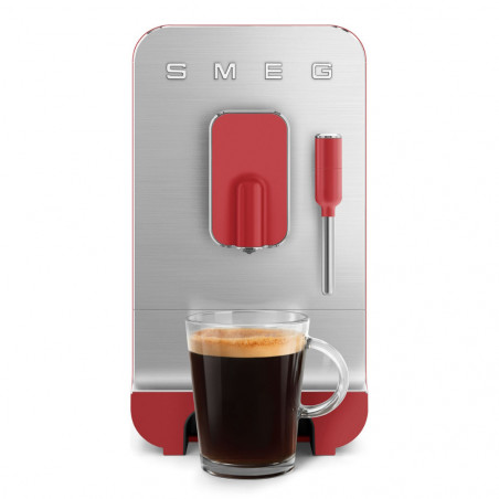 Espressor automat SMEG Collezione BCC02RDMEU, 1350 W, 19 bar, 1,4 l, 8 functii, Rasnita incorporata, Cafea boabe, Spumare lapte, Rosu
