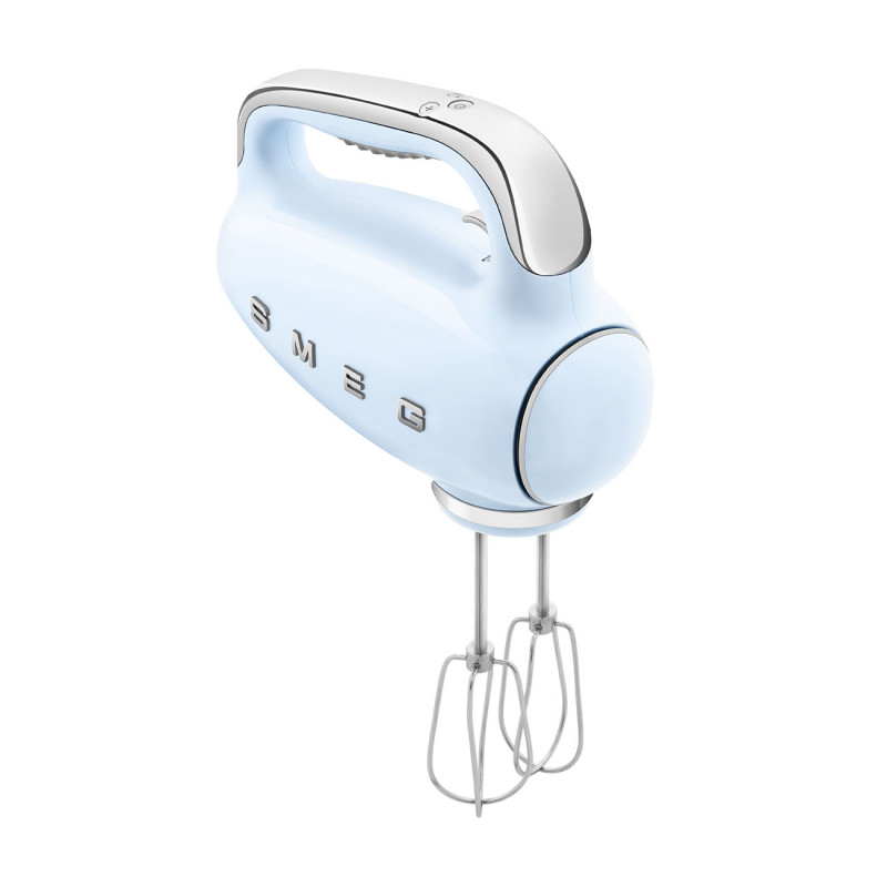 Mixer manual SMEG 50's Style HMF01PBEU, 250 W, 9 viteze, funcție Turbo, afișaj LED ascuns, cronometru, accesorii, albastru