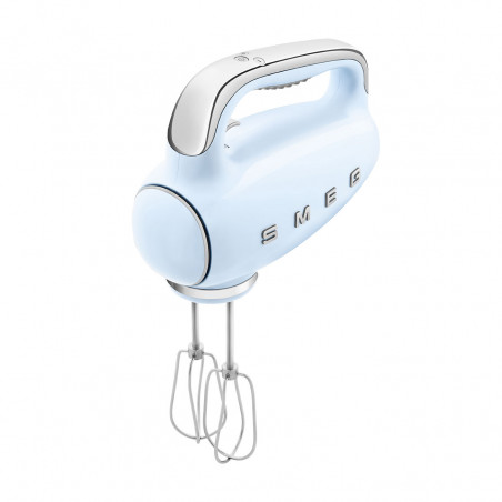 Mixer manual SMEG 50's Style HMF01PBEU, 250 W, 9 viteze, funcție Turbo, afișaj LED ascuns, cronometru, accesorii, albastru