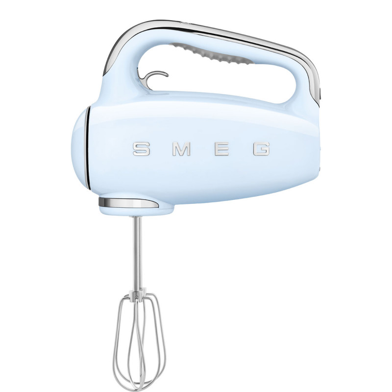 Mixer manual SMEG 50's Style HMF01PBEU, 250 W, 9 viteze, funcție Turbo, afișaj LED ascuns, cronometru, accesorii, albastru