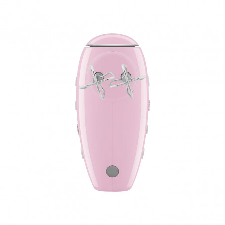 Mixer manual SMEG 50's Style HMF01PKEU, 250 W, 9 viteze, funcție Turbo, afișaj LED ascuns, cronometru, accesorii, roz