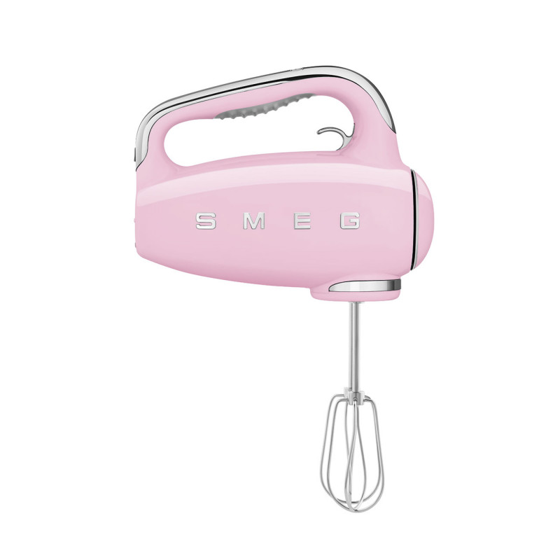 Mixer manual SMEG 50's Style HMF01PKEU, 250 W, 9 viteze, funcție Turbo, afișaj LED ascuns, cronometru, accesorii, roz