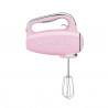 Mixer manual SMEG 50's Style HMF01PKEU, 250 W, 9 viteze, funcție Turbo, afișaj LED ascuns, cronometru, accesorii, roz