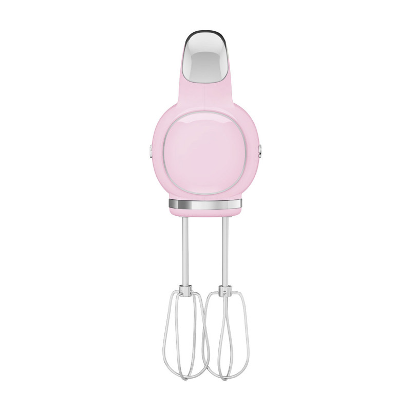 Mixer manual SMEG 50's Style HMF01PKEU, 250 W, 9 viteze, funcție Turbo, afișaj LED ascuns, cronometru, accesorii, roz