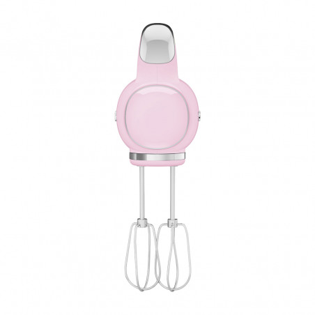 Mixer manual SMEG 50's Style HMF01PKEU, 250 W, 9 viteze, funcție Turbo, afișaj LED ascuns, cronometru, accesorii, roz