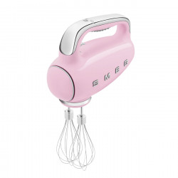 Mixer manual SMEG 50's Style HMF01PKEU, 250 W, 9 viteze, funcție Turbo, afișaj LED ascuns, cronometru, accesorii, roz