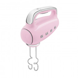 Mixer manual SMEG 50's Style HMF01PKEU, 250 W, 9 viteze, funcție Turbo, afișaj LED ascuns, cronometru, accesorii, roz