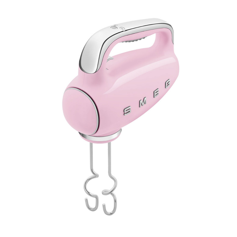 Mixer manual SMEG 50's Style HMF01PKEU, 250 W, 9 viteze, funcție Turbo, afișaj LED ascuns, cronometru, accesorii, roz