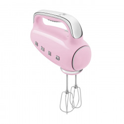 Mixer manual SMEG 50's Style HMF01PKEU, 250 W, 9 viteze, funcție Turbo, afișaj LED ascuns, cronometru, accesorii, roz