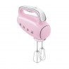 Mixer manual SMEG 50's Style HMF01PKEU, 250 W, 9 viteze, funcție Turbo, afișaj LED ascuns, cronometru, accesorii, roz