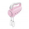 Mixer manual SMEG 50's Style HMF01PKEU, 250 W, 9 viteze, funcție Turbo, afișaj LED ascuns, cronometru, accesorii, roz