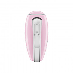 Mixer manual SMEG 50's Style HMF01PKEU, 250 W, 9 viteze, funcție Turbo, afișaj LED ascuns, cronometru, accesorii, roz