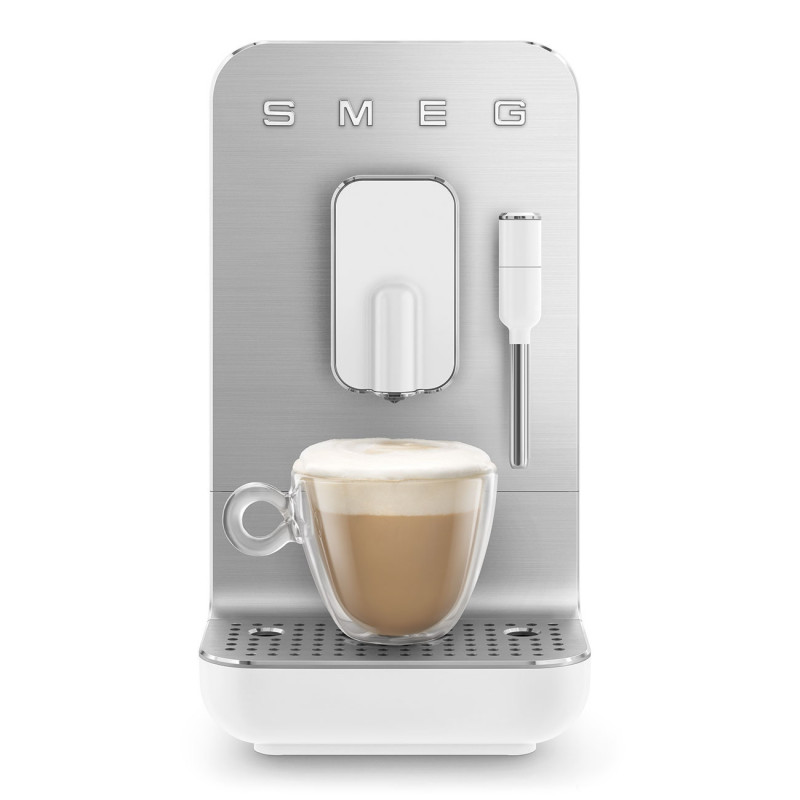 Mașină de espresso SMEG Collezione BCC12WHMEU, 1350 W, 19 bar, 1,4 l, 8 funcții, râșniță încorporată, duză de abur, alb